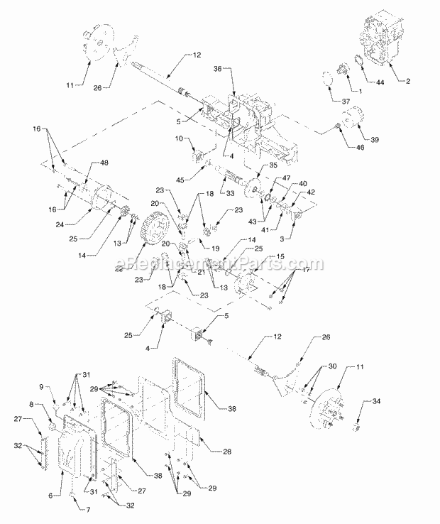 Transmission - Differential Diagram and Parts List for 14A-665-100 Cub Cadet Lawn Tractor